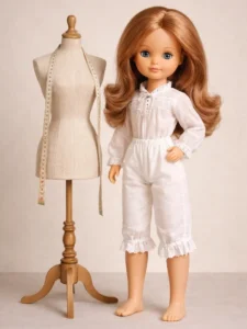 Muñeca junto a maniquí de costura